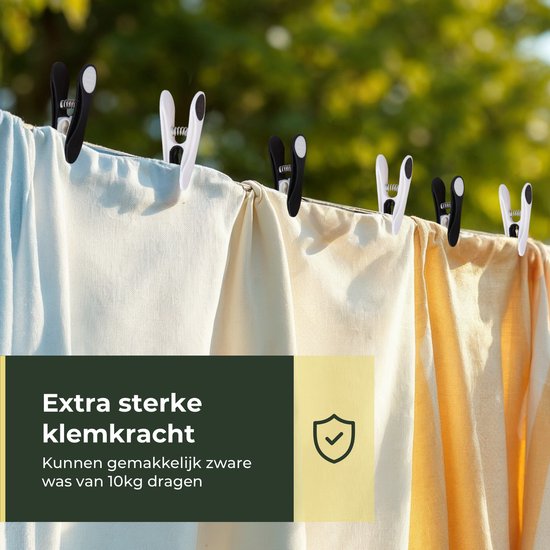 Gandria Pinces à linge 24 pièces - Pinces à linge en plastique - Lot de 24 pinces à linge en plastique - Pinces à linge 10 Kg - Noir/Blanc et Blanc/Noir