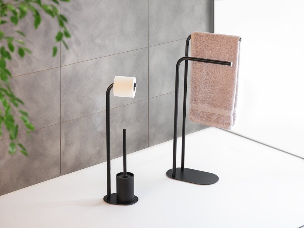 Ensemble de toilettes WENKO Levante Noir - Sur pied - Acier inoxydable - 23 x 63 x 17 cm