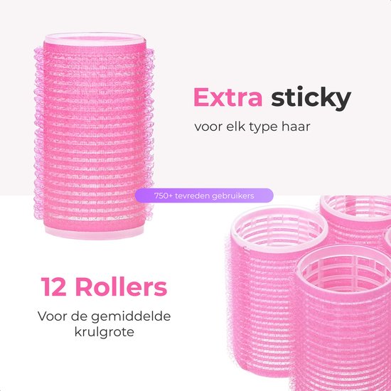 Boucles - 12 pack - 8 clips inclus - Rouleaux adhésifs - Autocollants - Boucles sans chaleur - Cheveux - Rouleaux - Boucles de cheveux - Boucles sans chaleur - Grandes