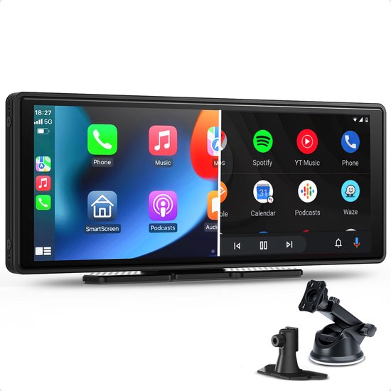 CarMe Écran CarPlay 10 pouces - Apple CarPlay et Android Auto (sans fil) - Écran tactile - Système de navigation automobile - Convient à Apple CarPlay et Android Auto - Écran Android Auto