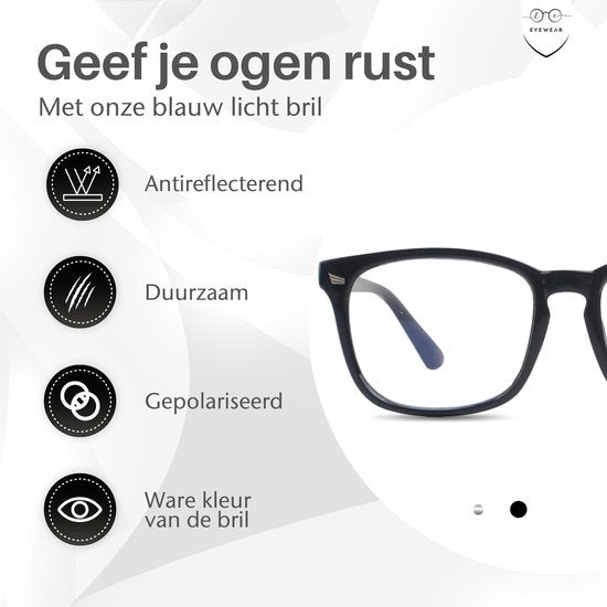 LC Eyewear Lunettes d'ordinateur - Lunettes à lumière bleue - Lunettes d'affichage - Design - Unisexe - Noir