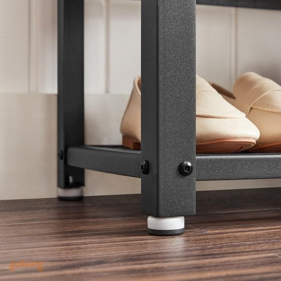 Goliving Rangement de chaussures - Banc de chaussures - Banc d'entrée - Industriel - 30 x 80 x 45 cm - Métal - Bois noir