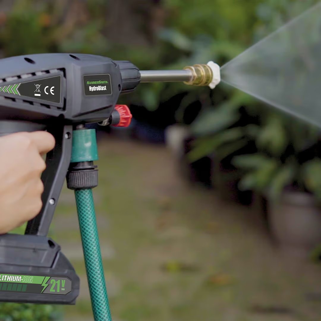 Nettoyeur haute pression à batterie Hammersmith HydroBlast - Léger et compact - Fonctionne sans raccordement à l'eau - Accessoires inclus