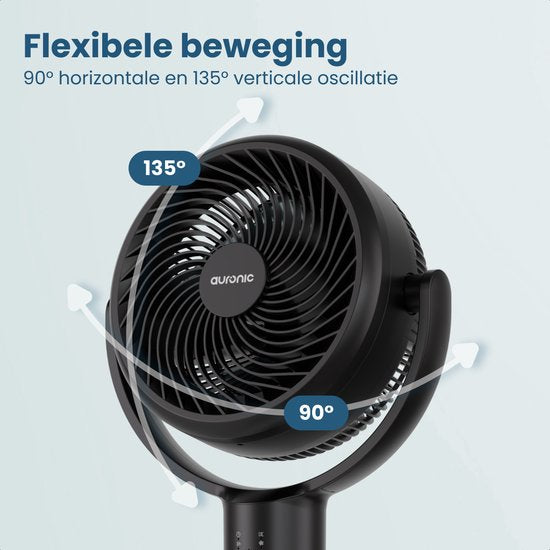 Ventilateur sur pied Auronic - Ventilateur sur pied - Refroidisseur d'air - Ventilateur de sol et de table - Omni - 3 vitesses - Ventilateur silencieux - Ventilateur - Avec télécommande - Noir