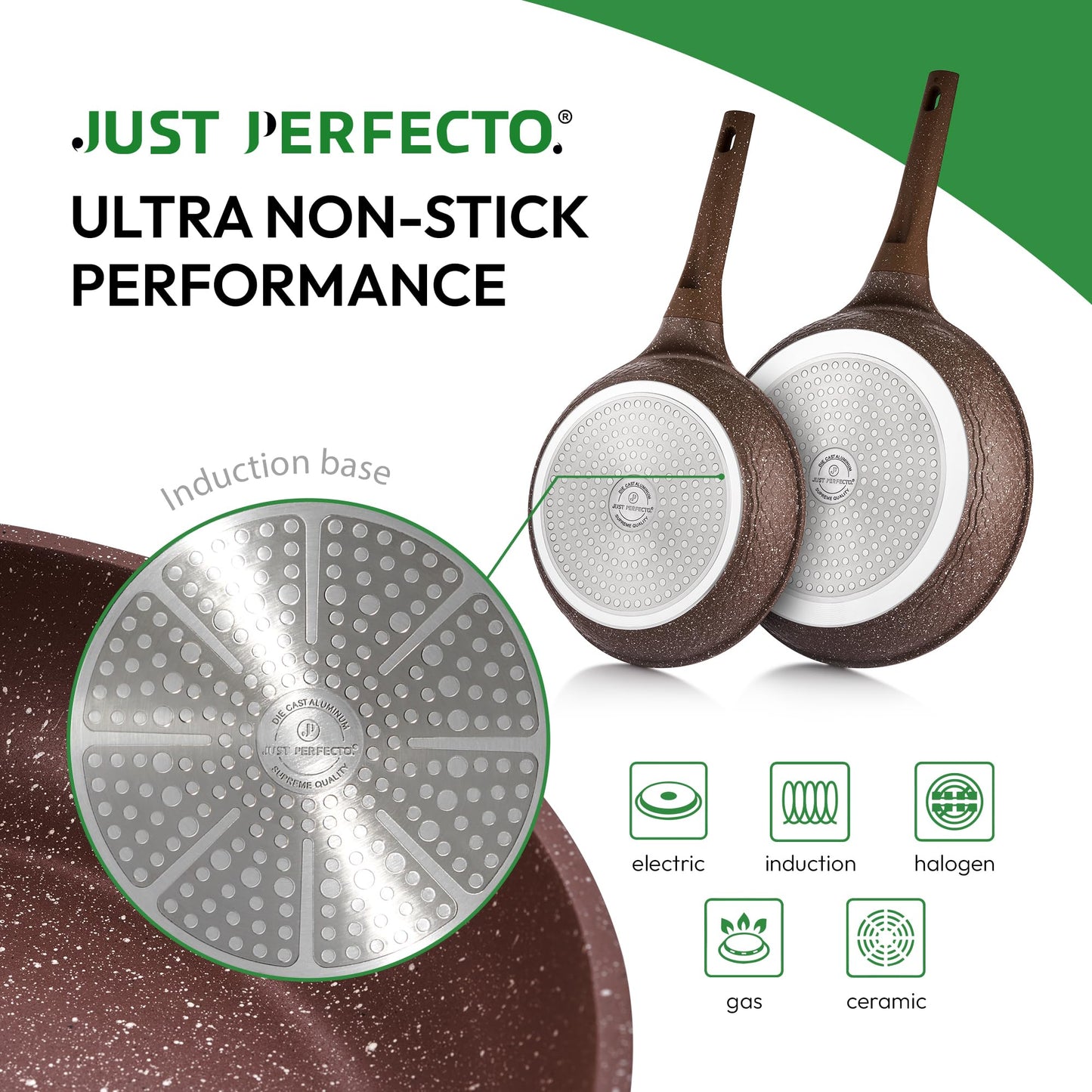 Batterie de cuisine Just Perfecto - 21 pièces - Induction - Granit - Marron