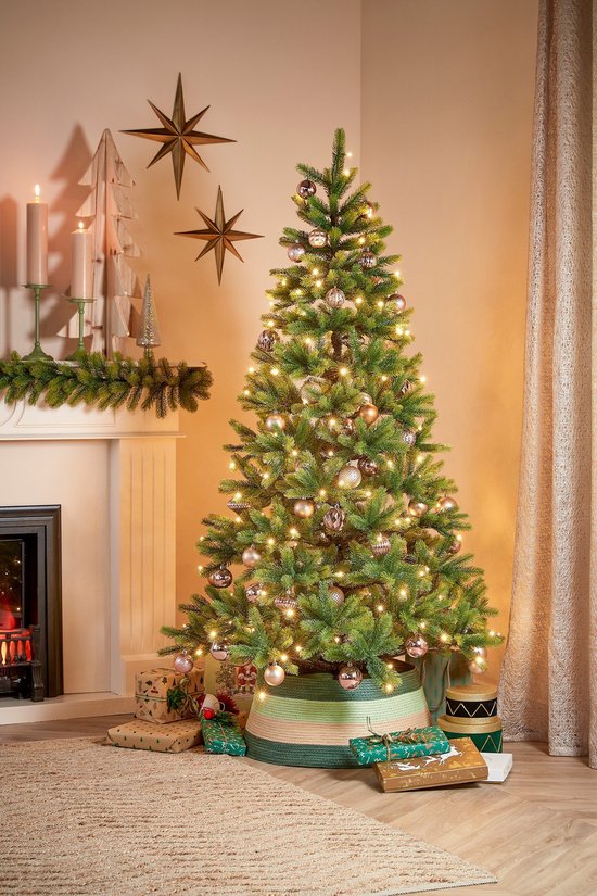 Black Box Trees Nagoya Artificial Christmas Tree with Warm White LED Lights - H240 x Ø138 cm - Vert