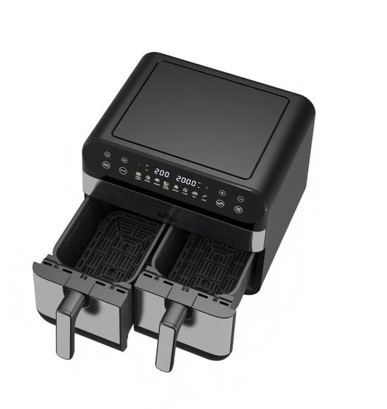 Friteuse à air chaud Bear Double – Friteuse à air chaud 9 L avec 2 paniers – 2 400 W – Réglage indépendant de la température et 8 programmes – Écran numérique – QZG-F24F1