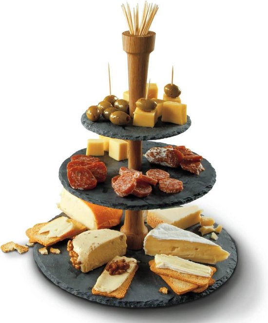 Boska Party Tower® - Etagère - Ardoise - Noir - Ø 30 cm - Pour le thé et les boissons