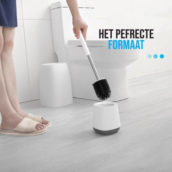 Strex Toilet Brush Silicone with Holder - Quick-drying, Hygienic & Antibacterial Action - Toilet Brush - Toilet Brush Holder