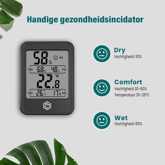 Ease Electronicz Hygromètre Min/Max - Humidimètre - Station météo numérique - Humidimètre - Thermomètre d'intérieur - Avec éclairage