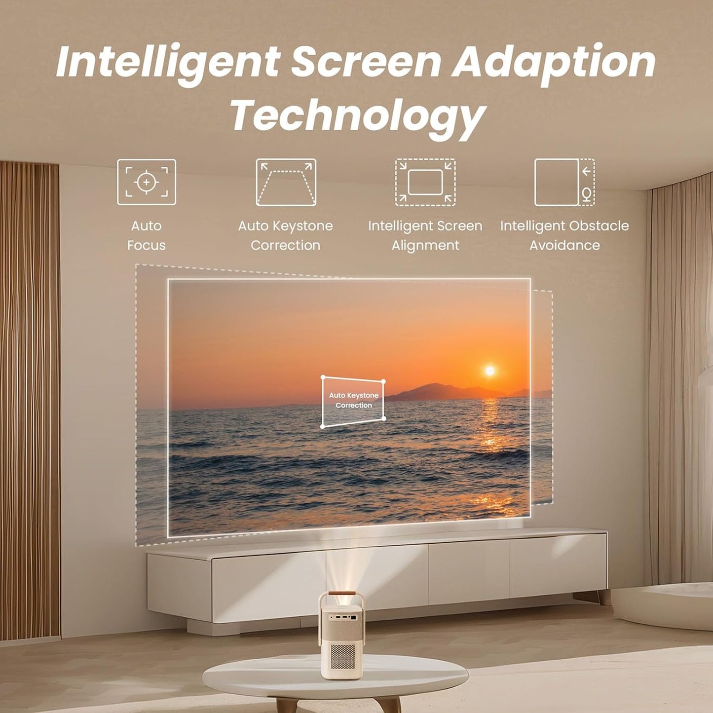 Projecteur d'extérieur Yaber T2 - Résolution native 1080p - Wi-Fi 6 - Audio JBL et Dolby - Batterie intégrée - Bluetooth