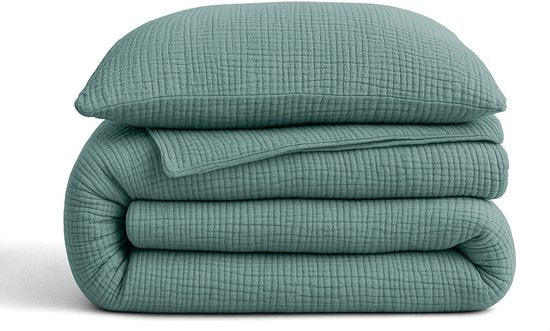 Couette 2 en 1 en mousseline Sleeptime - Couette sans housse, taie d'oreiller incluse - 240 x 200 - Vert