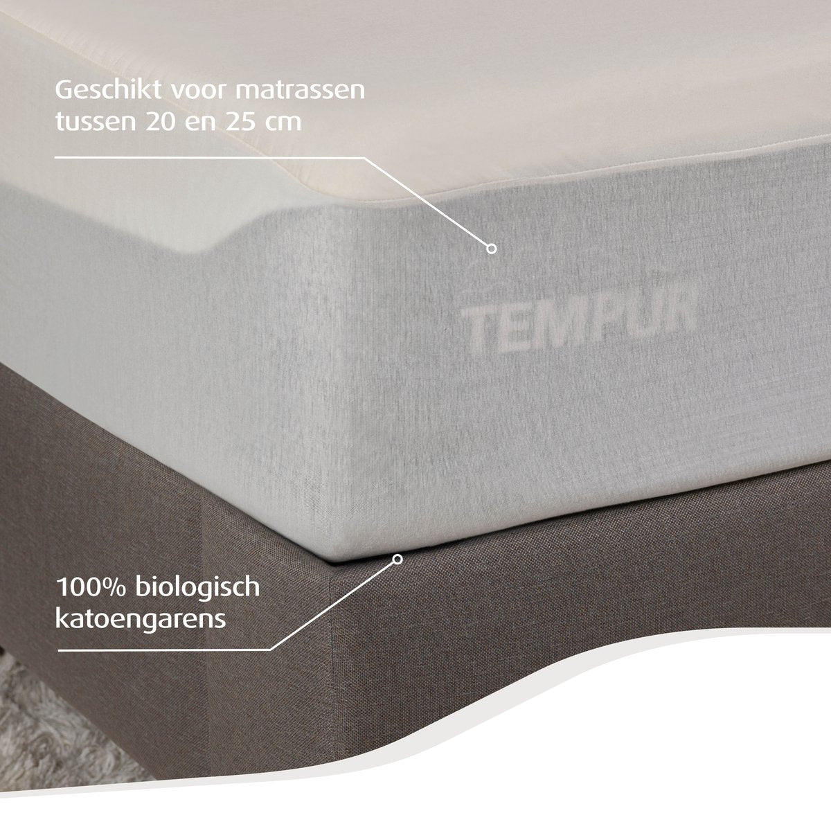 Home by TEMPUR® Protège-matelas - Nature - 80 x 200 x 25 cm - Coton biologique - Imperméable - Thermorégulateur - Antiacariens - Antiallergique