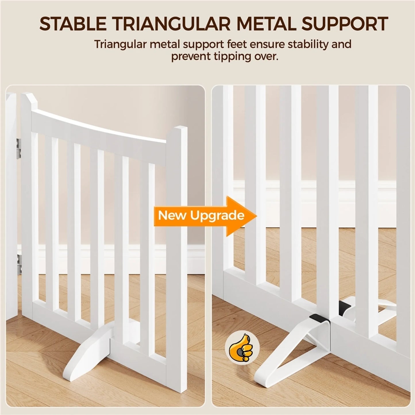Yaheetech Dog Gate White 3-Piece - Equipée de charnières à 360°, de deux pieds en métal et de capuchons en mousse EVA - Pour les escaliers et la cuisine - MDF blanc et métal - 152 x 60.5 x 2 cm