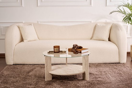 Asir - Table basse - Travertin et transparent