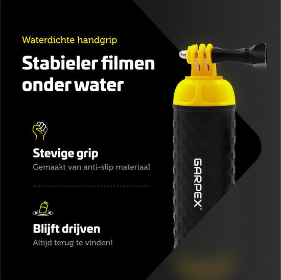 Garpex® Floating Handgrip - Trépied flottant - Universel - Convient à toutes les caméras d'action - Selfie Stick - Comprend une dragonne réglable et une vis papillon