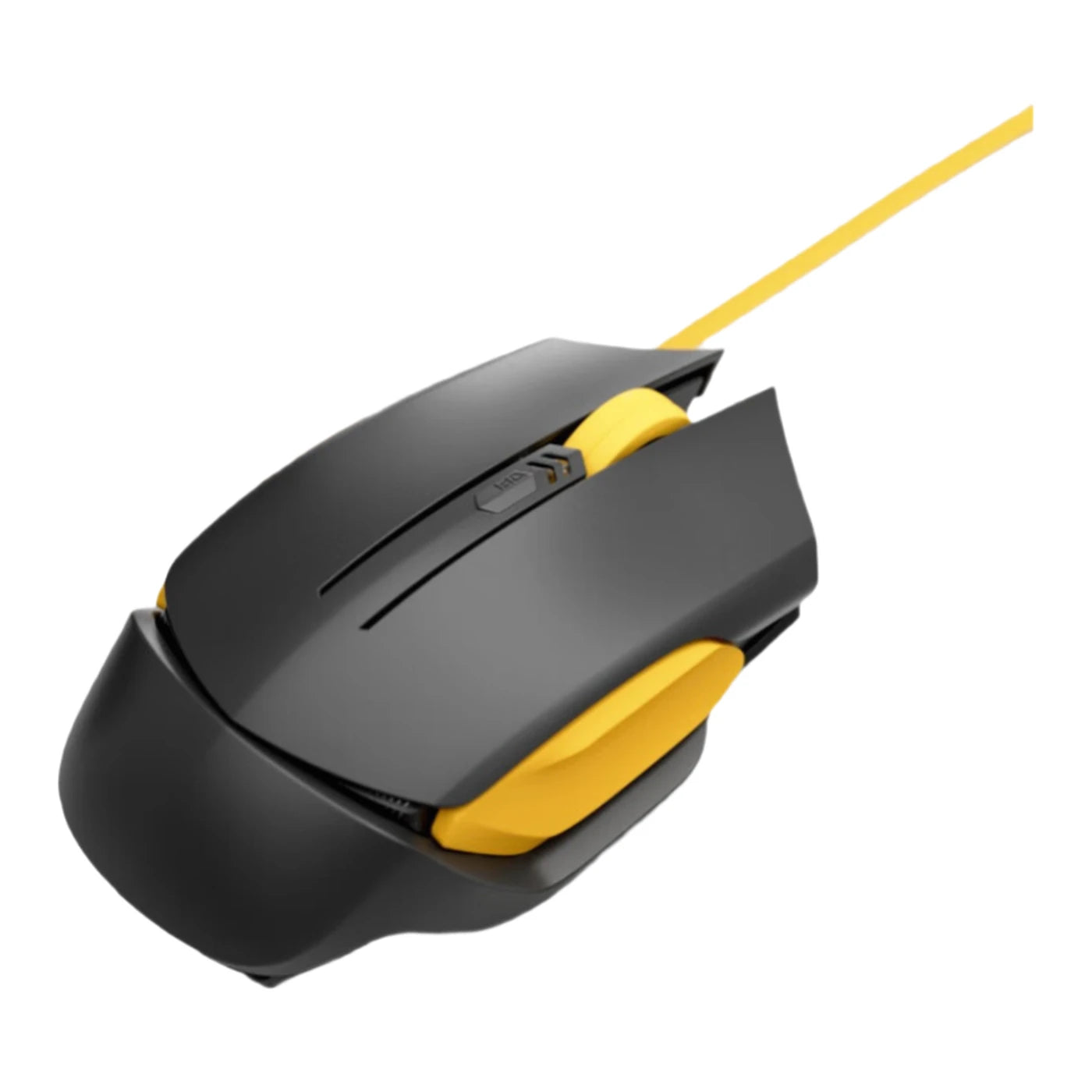 Souris filaire Ochama - Noire et jaune - Ergonomique - Capteur optique - Fréquence de sondage de 1 000 Hz - 4 niveaux de DPI
