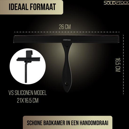 Essuyeur de douche noir en acier inoxydable - Extracteur de douche de luxe - Crochet de suspension sans perçage - Extracteur de douche noir