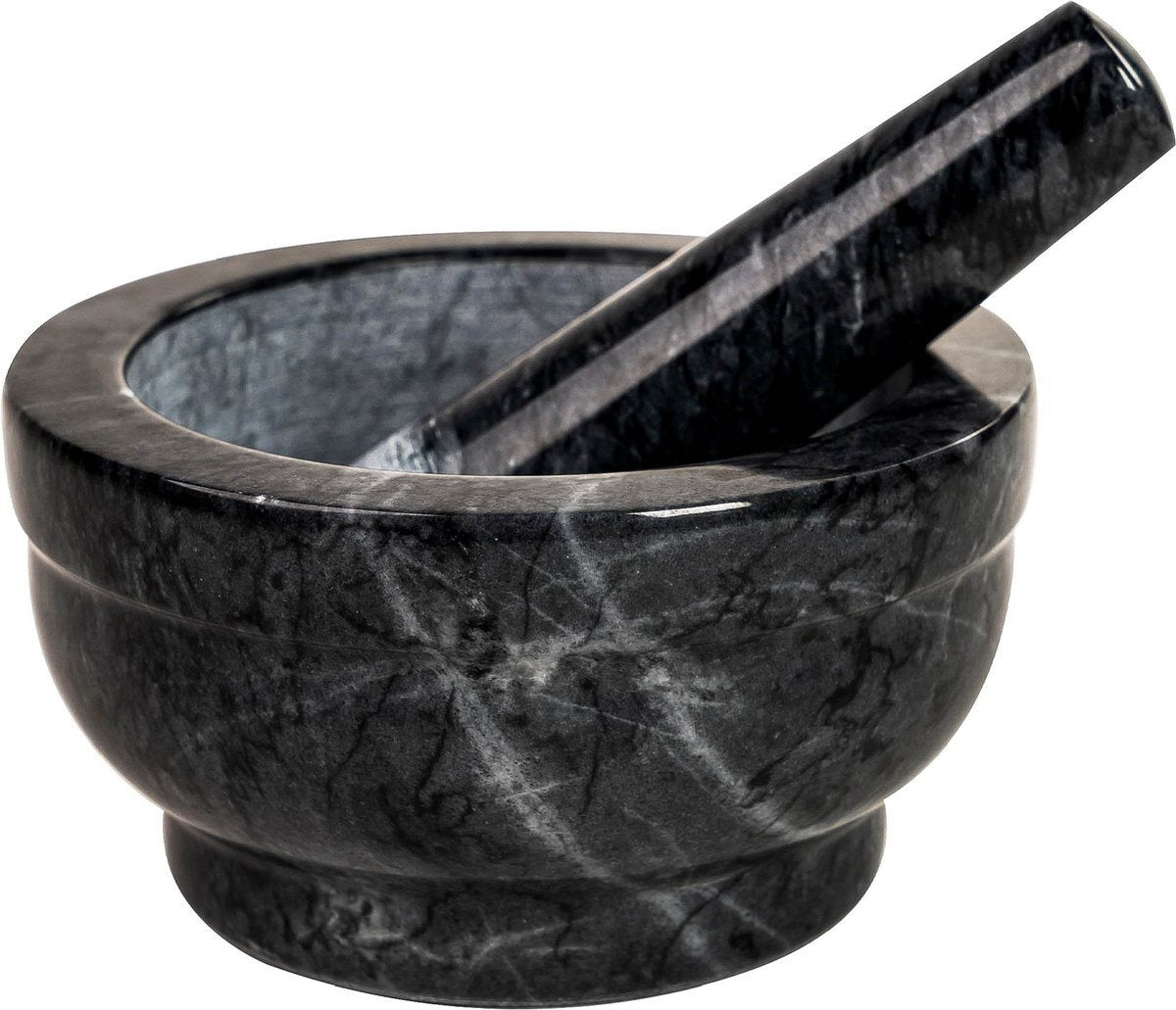 Mortier Coninx - Mortier avec pilon - Broyeur à épices - Ø15 X H8CM - Marbre noir poli