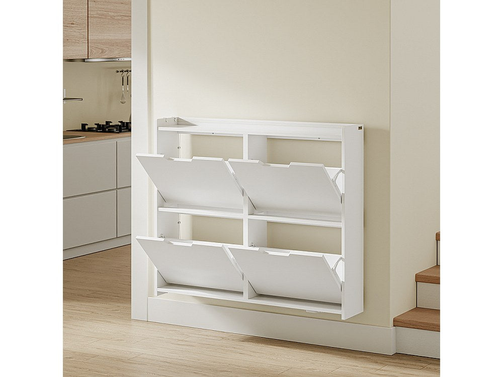 Armoire à chaussures Sobuy à 4 portes battantes - Design compact pour petite entrée - 100 x 19 x 93 cm - Blanc