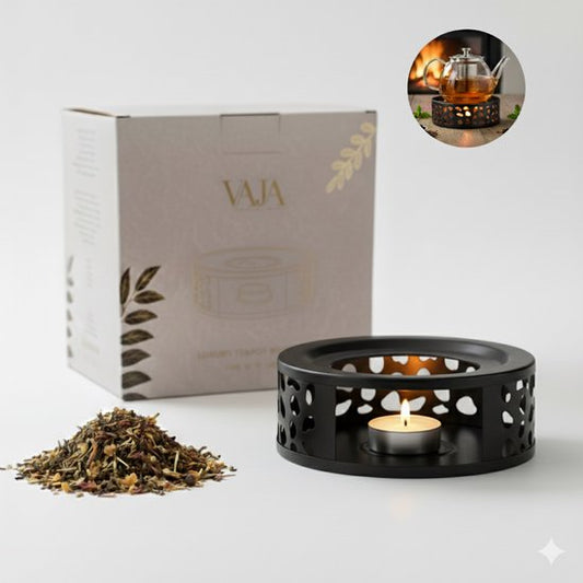 Vaja® Réchauffeur avec Waxinelicht pour théière - Réchauffeur avec bougie - Porte-lampions - Chauffe-thé - Théière - Réchauffeur - Noir