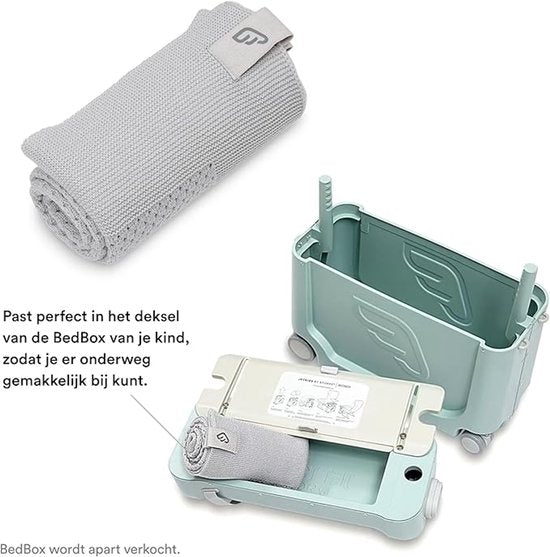 Couverture JetKids by Stokke en laine mérinos, gris galet - S'adapte au couvercle du BedBox pour garder votre enfant au chaud pendant le voyage - Lavable en machine