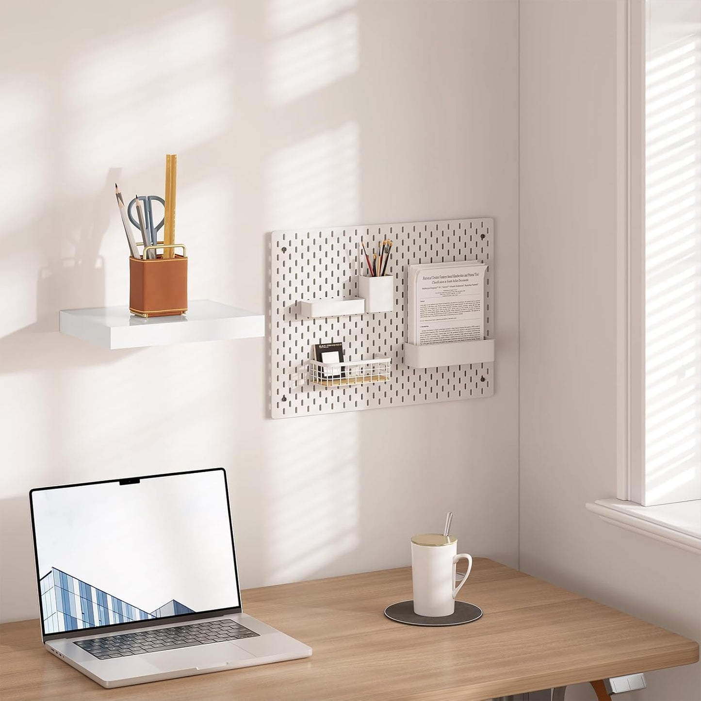Étagère murale eSituro blanche brillante - Étagère murale suspendue - 3,8 cm d'épaisseur - Jusqu'à 15 kg