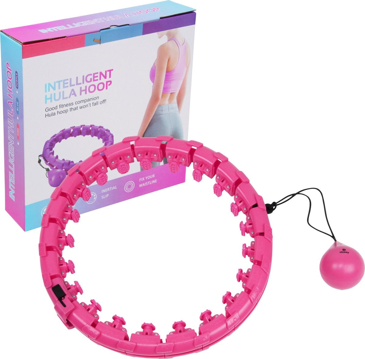 Cerceau Hula Hoop Fitness - Niceey - avec poids - Rose