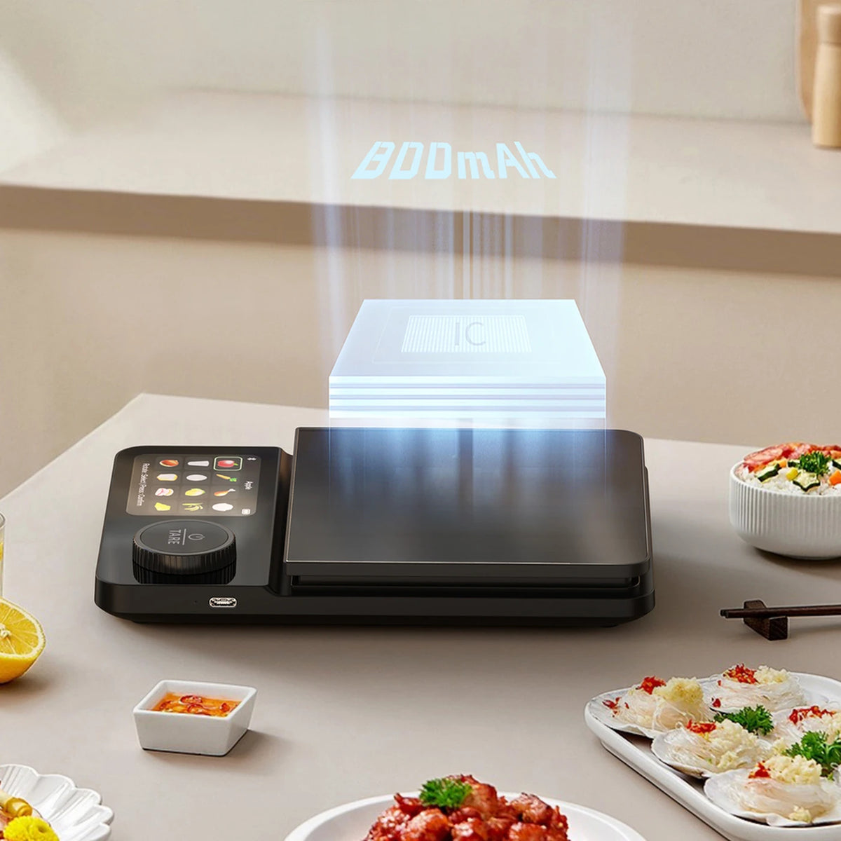 Balance alimentaire intelligente Unique 5 kg - Précision à 0,1 g près - Écran TFT de 2,8 pouces - Rechargeable