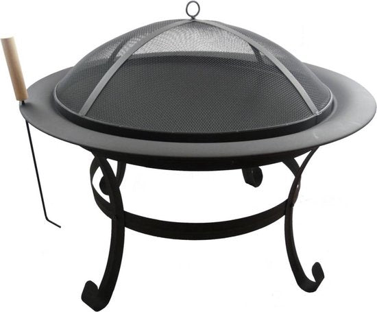 Brasero avec protection anti-étincelles – BBQ Collection - Foyer extérieur en acier carbone – 77 x 17 x 76 cm – Poêle de terrasse pour bois de chauffage - feu de camp et le jardin