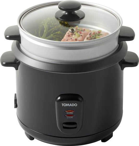 Tomado TRC1501B - Cuiseur à riz - Capacité 1,5 litre - Panier vapeur - Fonction maintien au chaud - Sans PFAS - Noir