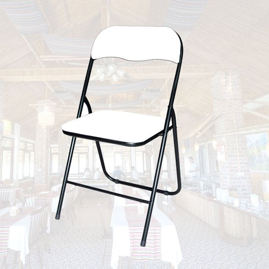 BRASQ Chaise pliante Blanc Noir - Chaise pliante - Chaise pliante 43x38x78 cm - PVC - Chaise de salle à manger