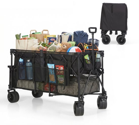 Mr Fold Bolderkar - XL - pliable - 600L - 300KG de capacité de charge - noir - 5 ans de garantie