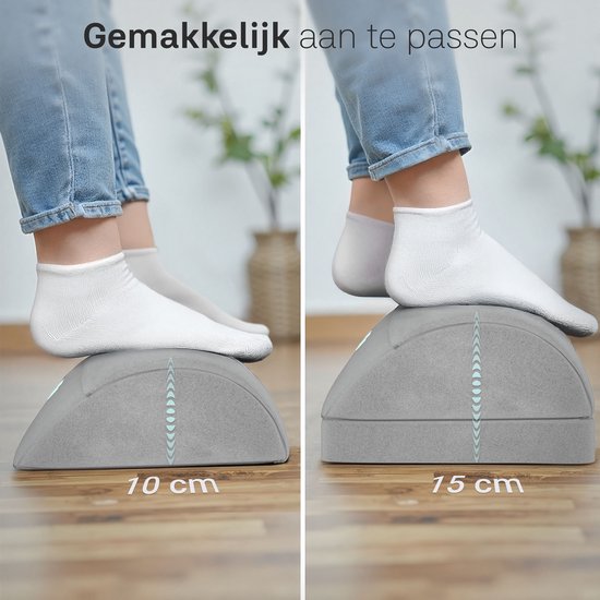 CozySense® Footrest Desk - Tabouret ergonomique à 2 hauteurs - Antidérapant et housse Sherpa lavable - Repose-pieds pour la maison et le bureau - Gris