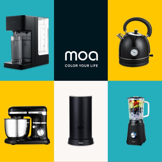 MOA Distributeur d'eau chaude 2.7L avec contrôle de la température - Bouilloire instantanée - 45-100°C - Robinet d'eau chaude - Fonction lait - Sans BPA - Acier inoxydable - Noir