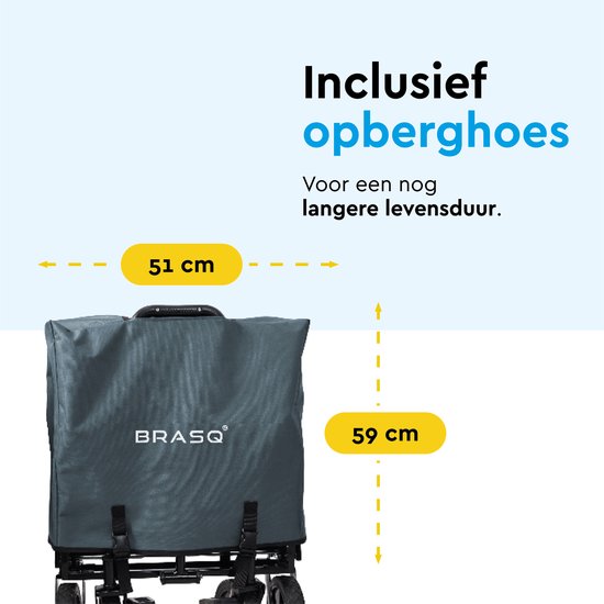 BRASQ Chariot pliable - 100 litres - Capacité 80 KG - Roues pivotantes avec frein - 90x51x100 CM - Poignée réglable - Chariot pliable - Compact - Gris