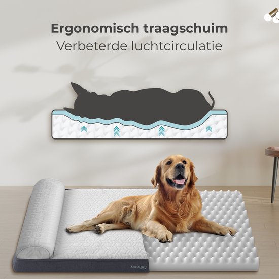 CozySense® Coussin orthopédique pour chien - 90 X 54 cm - Taille L - Imperméable - Convient comme coussin de banc et lit pour chien - Housse lavable - Blanc