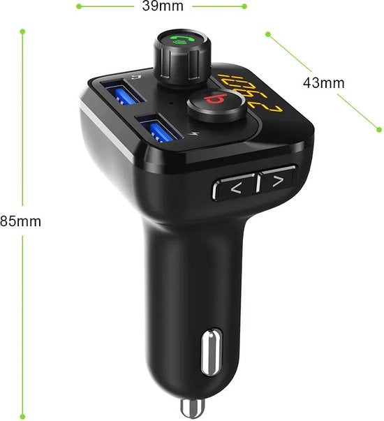 Transmetteur FM avec Bluetooth | Allume-cigarette sans fil pour voiture | Carte Micro SD | Chargement rapide | Chargeur rapide | Carte mémoire | Kit radio pour voiture | Connecteur USB de charge | Chargeur de voiture | Appel mains libres et diffusion de m