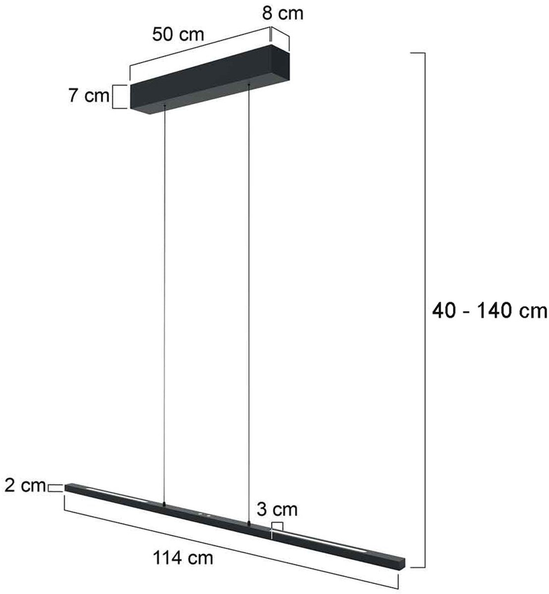 Steinhauer Bande LED Pendant Lamp - Black Metal - Design Lamp with Upper and Lower Light - Adjustable - Modern & Functional - 3-Light - 3800 Lumens