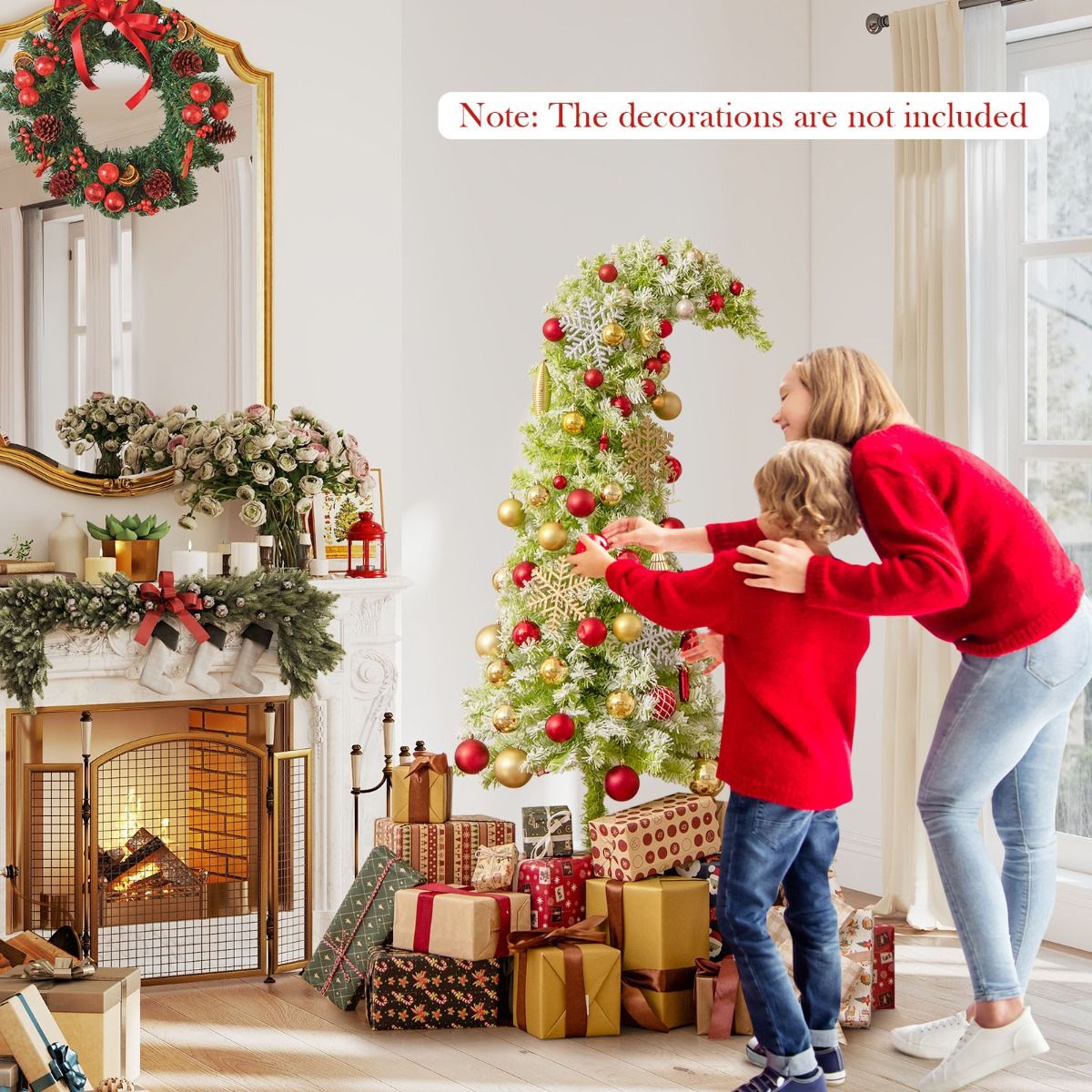 Coast Arbre de Noël artificiel avec lumières et neige - 50 x 180 cm - avec sommet pliable et 120 lumières LED blanc chaud et 8 modes d'éclairage - pour le thème de Noël et de l'hiver - PVC vert neige et métal
