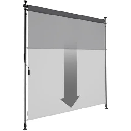 Tectake Store de soleil à fixation par pince Taija avec manivelle – Polyester hydrofuge offrant une protection élevée contre les UV et mât télescopique à plusieurs niveaux – Pour balcon et terrasse – Acier thermolaqué gris foncé – 150 x 310 cm