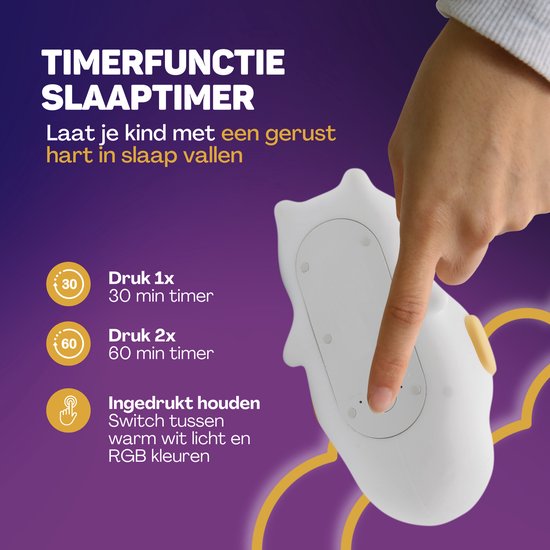 Vulpes Goods® Veilleuse pour enfants - Lumière LED et 8 couleurs - Veilleuse pour chambre de bébé - Chiot - Rechargeable par USB - Variateur - Minuteur - Sans fil - Adapté aux enfants