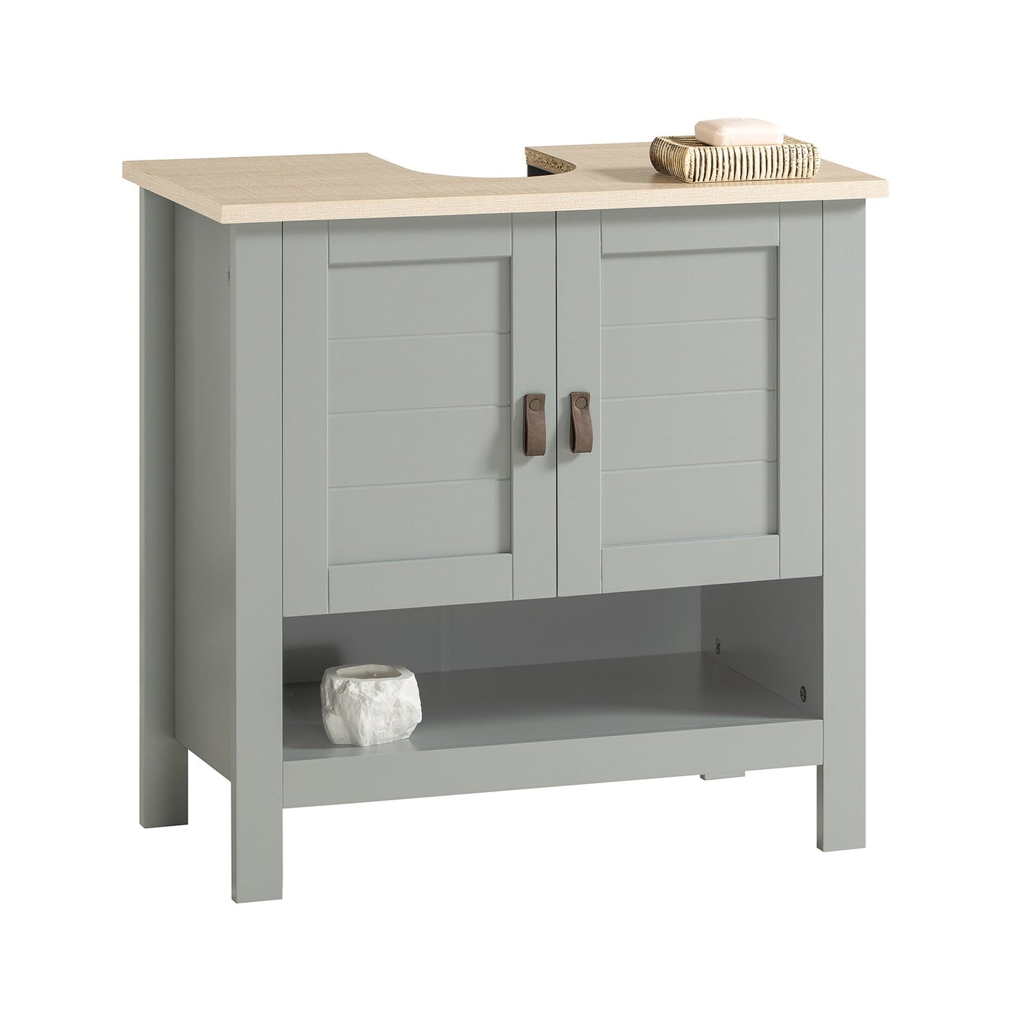 SoBuy® BZR69-HG Meuble bas pour évier - Etagère et 2 portes - 60x30x60 cm - Gris