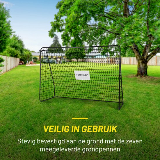 Dunlop Football Goal - But de football 300 x 205 x 120 cm - But de football grand format - Jouets d'extérieur pour enfants et adultes - Montage rapide - But d'entraînement de football - Métal - Noir