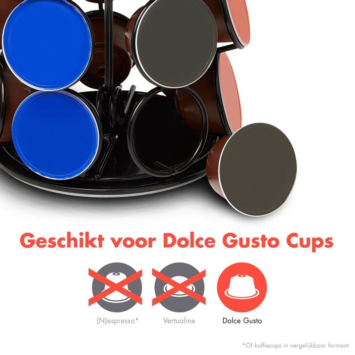 KitchenBrothers Porte-capsules - Dolce Gusto - 35 tasses - Pivotant - Noir