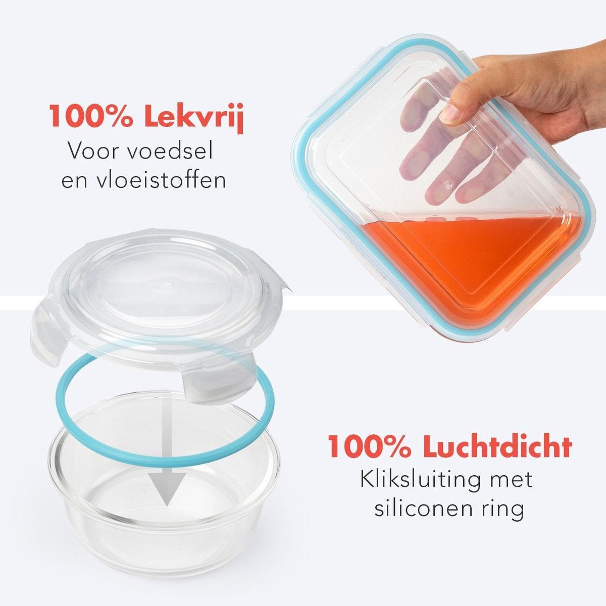KitchenBrothers Meal Prep Trays - Ensemble de plateaux fraîcheur - hermétique - sans BPA - en verre - 9 pièces