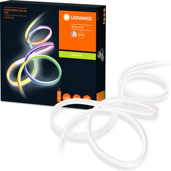 LEDVANCE Applique et plafonnier : pour toutes les surfaces, NEON DIGITAL FLEX / 23 W, 22-...24- V, angle de rayonnement : 16-, RGB, matériau du corps : silicone, IP44