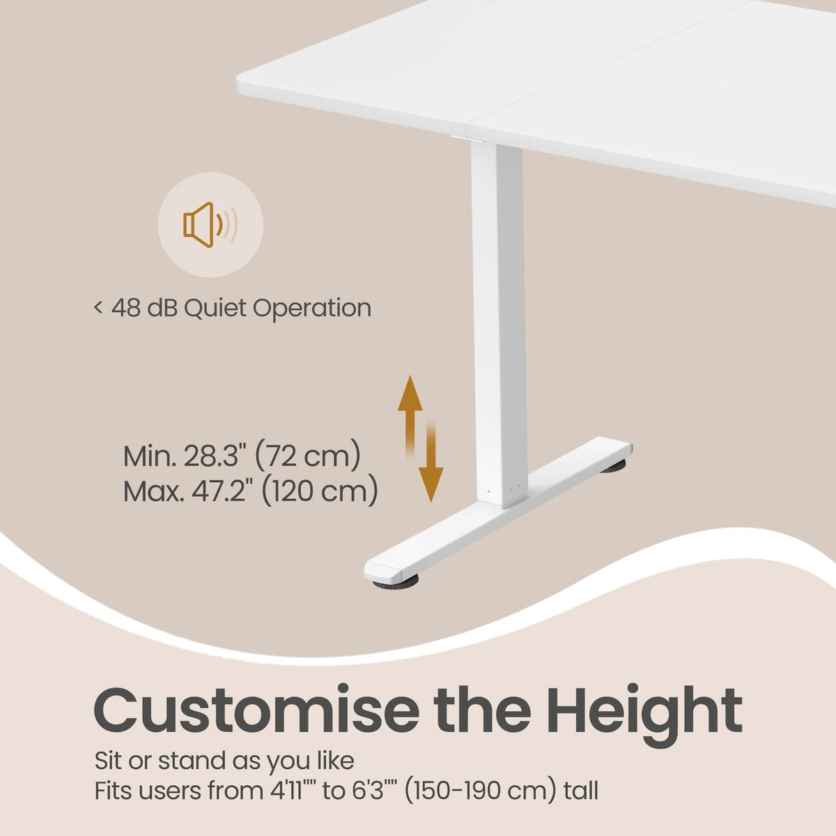 JOYFURNOS Bureau électrique assis-debout blanc 140,1 x 60,1 cm, réglable en hauteur