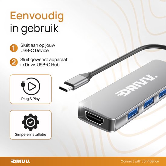 Hub USB-C haut de gamme 5 en 1 - HDMI 4K 30 Hz - PD 100 W - USB 3.0 - USB 2.0 - Répartiteur USB - Adaptateur - Gris sidéral