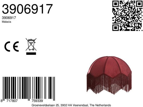 Light & Living Abat-jour Malacia - Rouge foncé - Ø 45 cm - Moderne